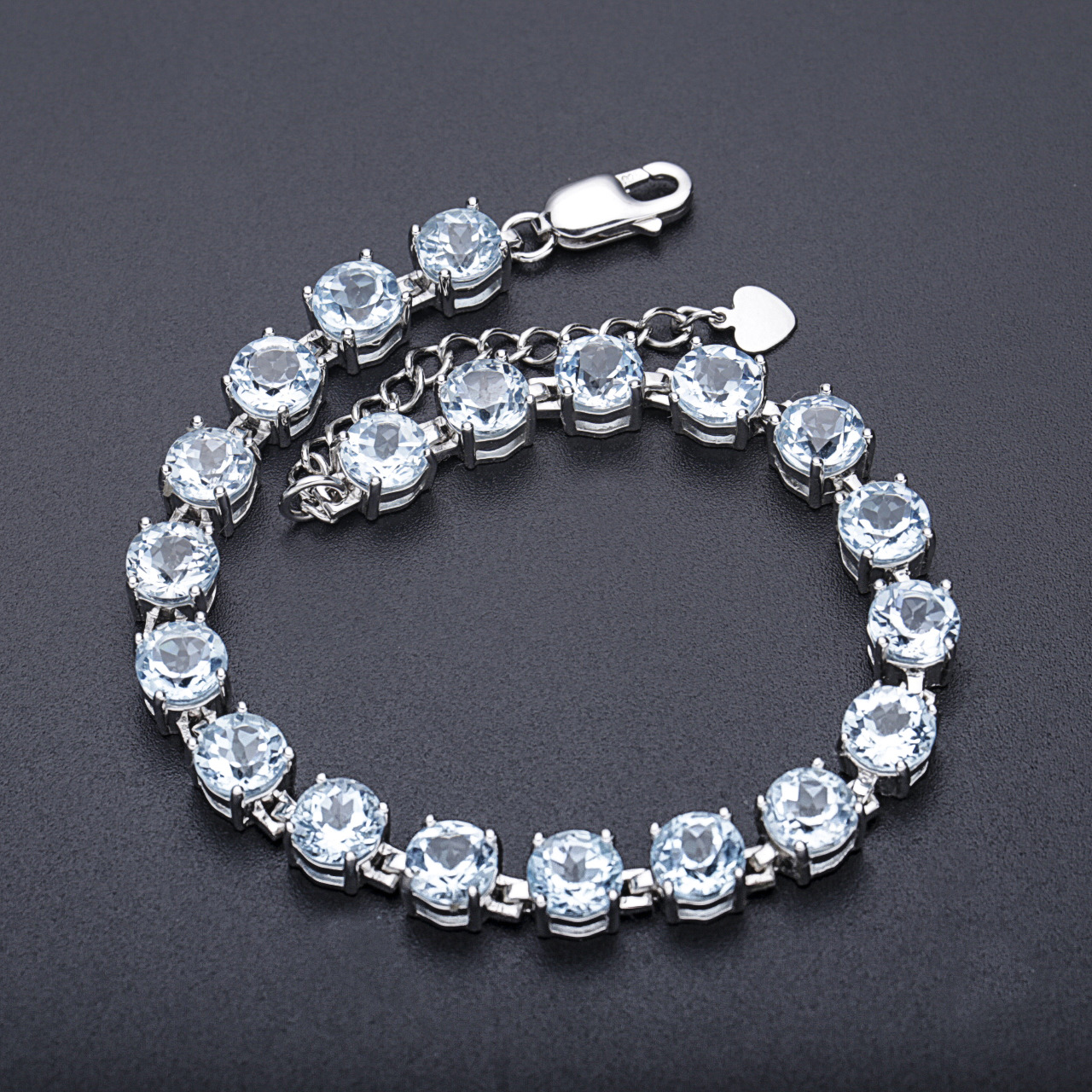 Natural stone Topaz bracelet female European and American style diy princess bestie s925 sterling silver color crystal bracelet