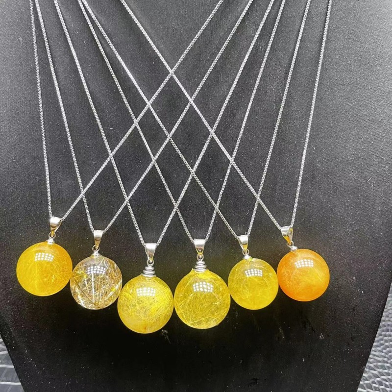 Natural hair crystal gold hair crystal titanium gold stone pearl pendant simple fashion men and women
