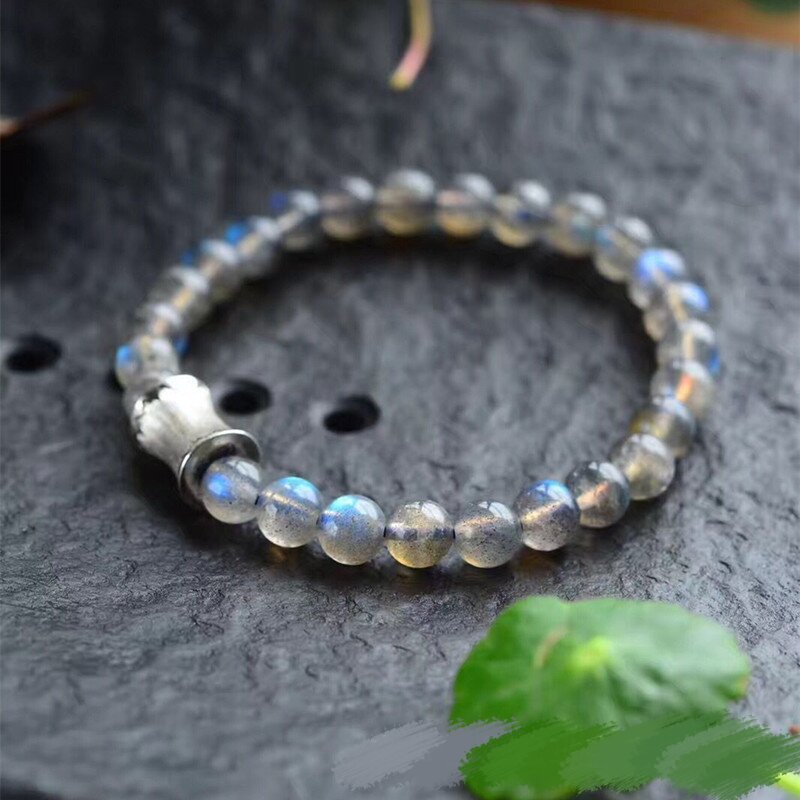 Crystal elongated lime moonstone Blue Moonstone bracelet Fashion accessories Women's hand beaded single loop accessories
