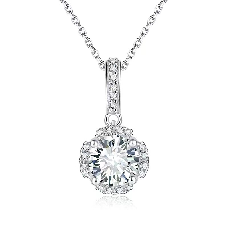 S925 full inlay moissanite necklace female moissanite pendant female pure