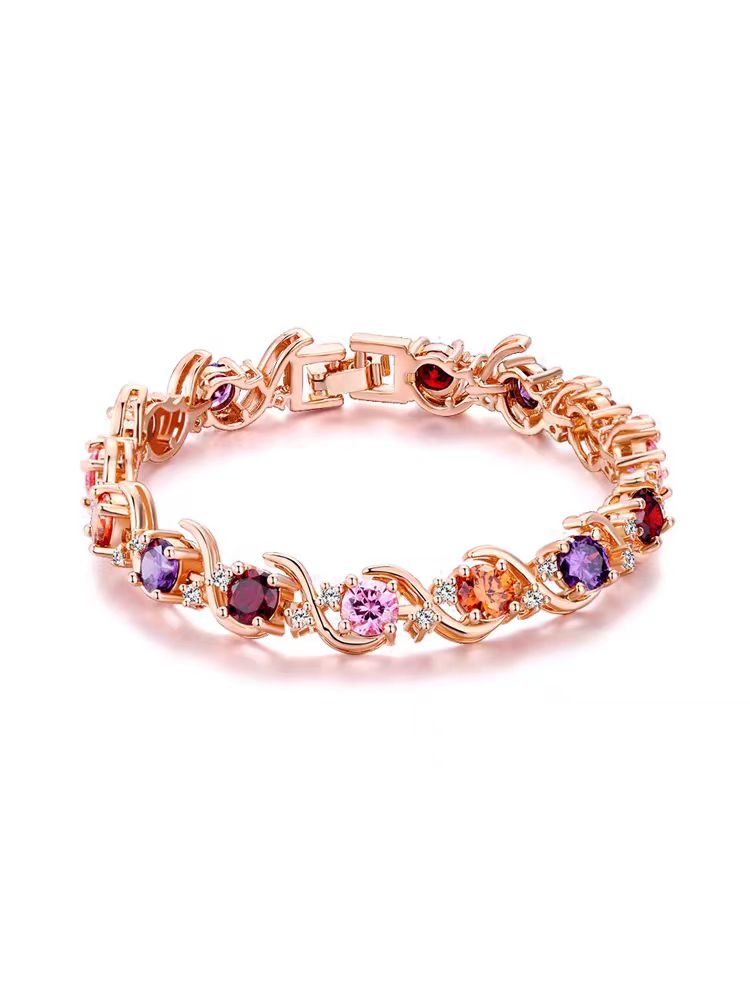 The new rose color gold bracelet women's light luxury niche crystal has a delicate sense of luxury