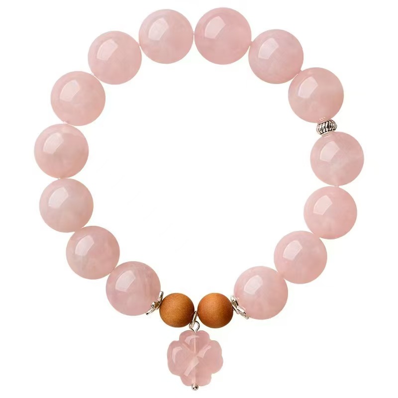 Natural Pink Quartz Bracelet Original Design Madagascar Pink Crystal Bracelet Exquisite Gift for Female Girlfriends