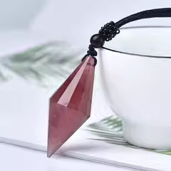 Natural strawberry crystal 12-sided double tip pendant red strawberry raw stone men's and women's festive gift bag pendant