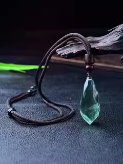 Natural green fluorite water drop faceted pendant Green crystal raw stone men's and women's jewelry couple accessories bag trailer hanging