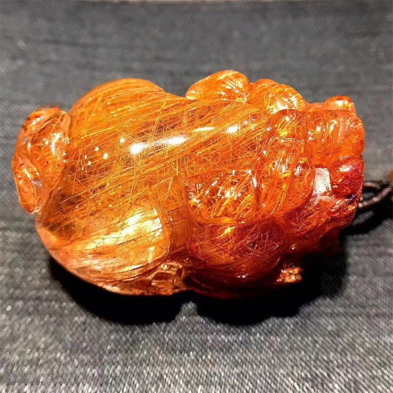 Natural high quality hair crystal titanium pixiu pendant