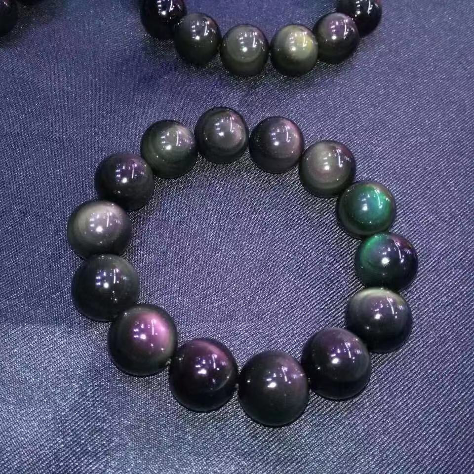Natural 7A Rainbow eye obsidian bracelet