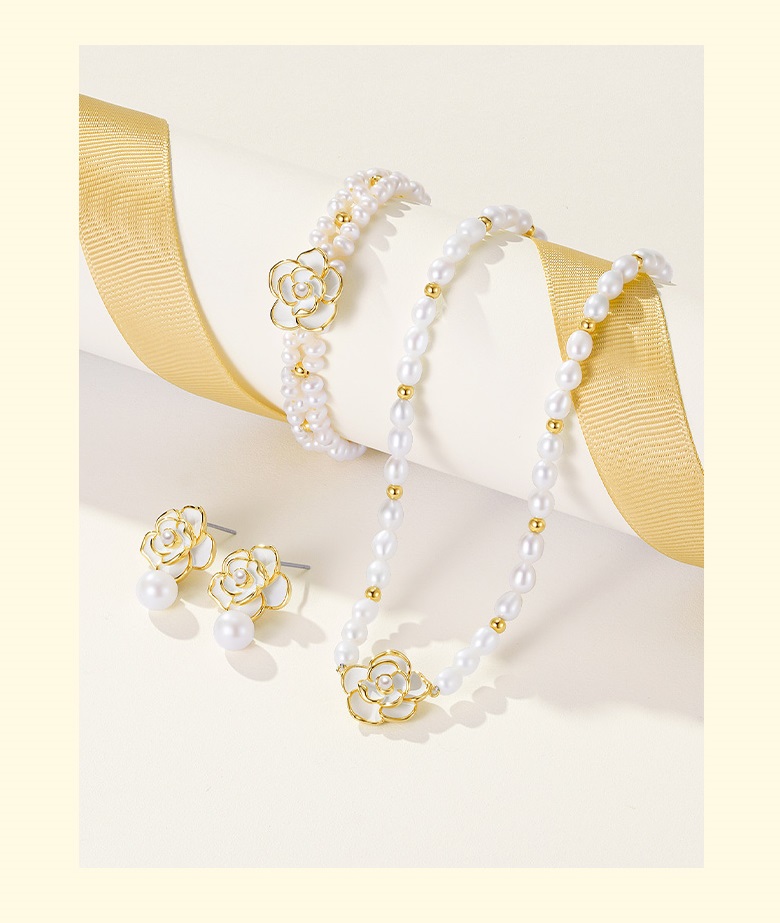 Camellia pearl necklace sterling silver light luxury niche design clavicle chain