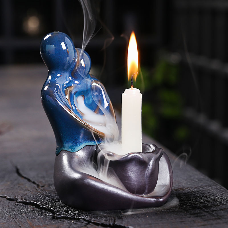 Ceramic backflow aromatherapy candlestick multi-functional handicraft decoration creative European and American lovers aromatherapy stove