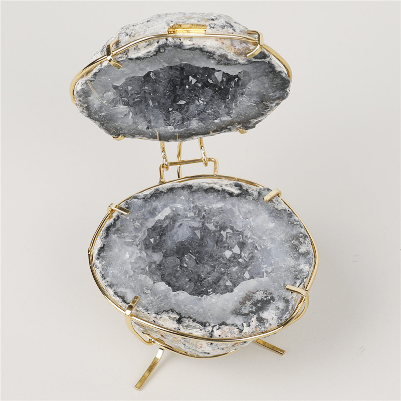 Natural crystal agate geode cornucide jewelry box decoration model room desktop soft decoration technology