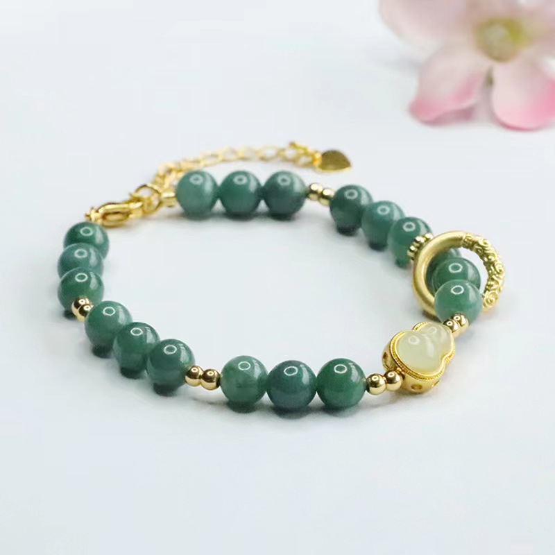 Natural jade bracelet Blue water jade bracelet Women's antique style jewelry