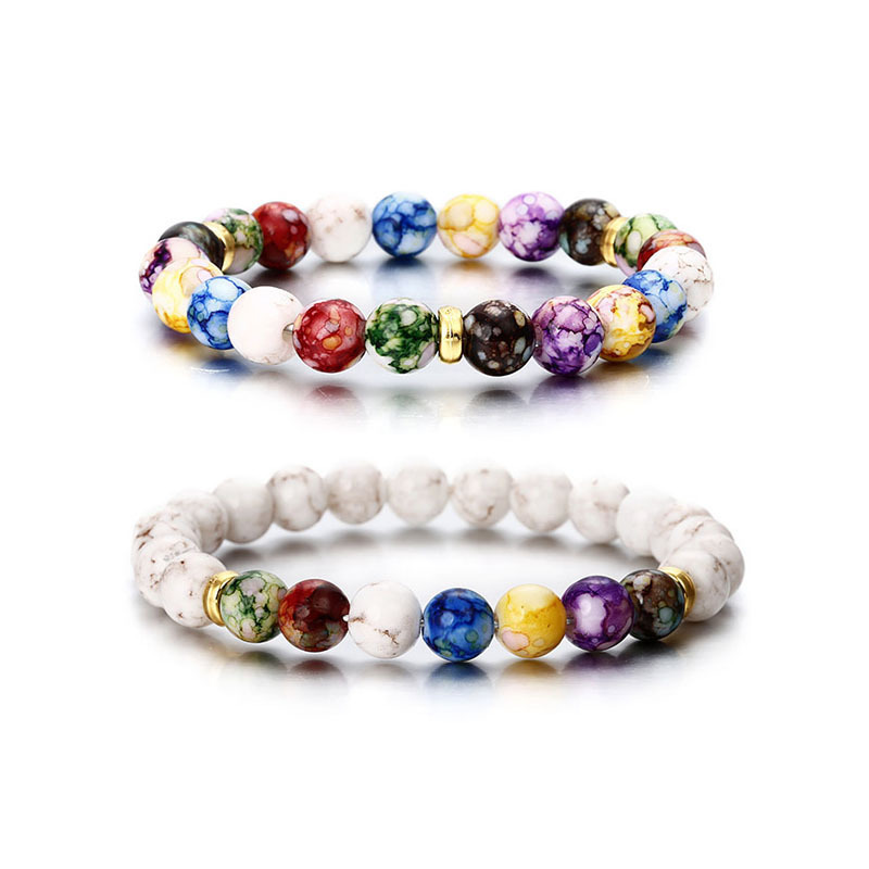 Longrui jewelry, natural volcanic stone, colorful bracelet, agate stone bracelet
