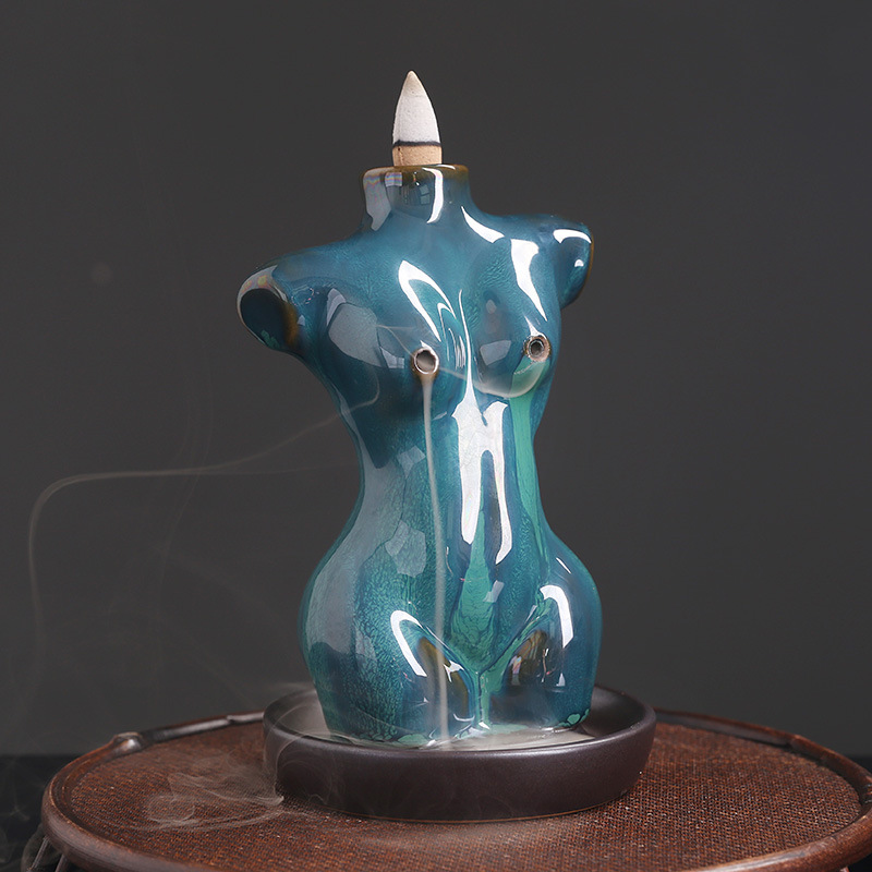 Ceramic sandalwood backflow aromatherapy stove creative European shape waterfall backflow incense burner home crafts decoration