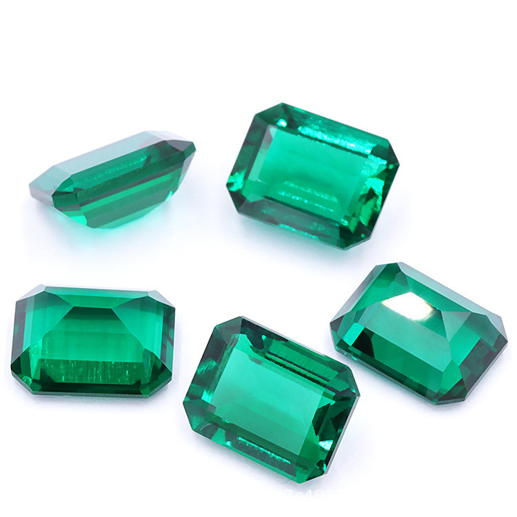 （1ct）Zambia Emerald Cut Loose Stone Lab Grown Emerald Cut Zambia Synthetic Colored Gemstones