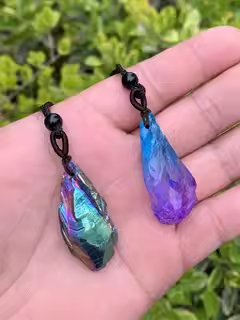 Dragon's Breath stone plated color natural raw stone backbone crystal pendant multicolor necklace couple collarbone chain simple stone