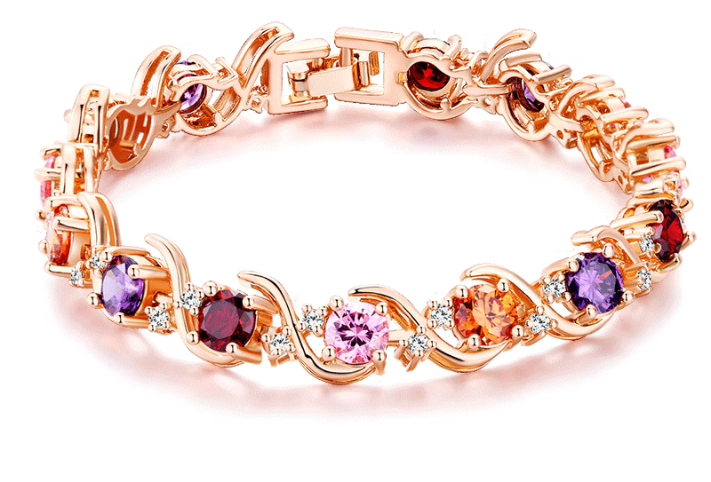 Light luxury rose color gold crystal bracelet women's niche bracelet