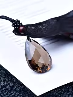 Natural tea Crystal faceted Pendant Tea crystal smoke crystal Raw stone accessories diy bag trailer hanging sweater chain