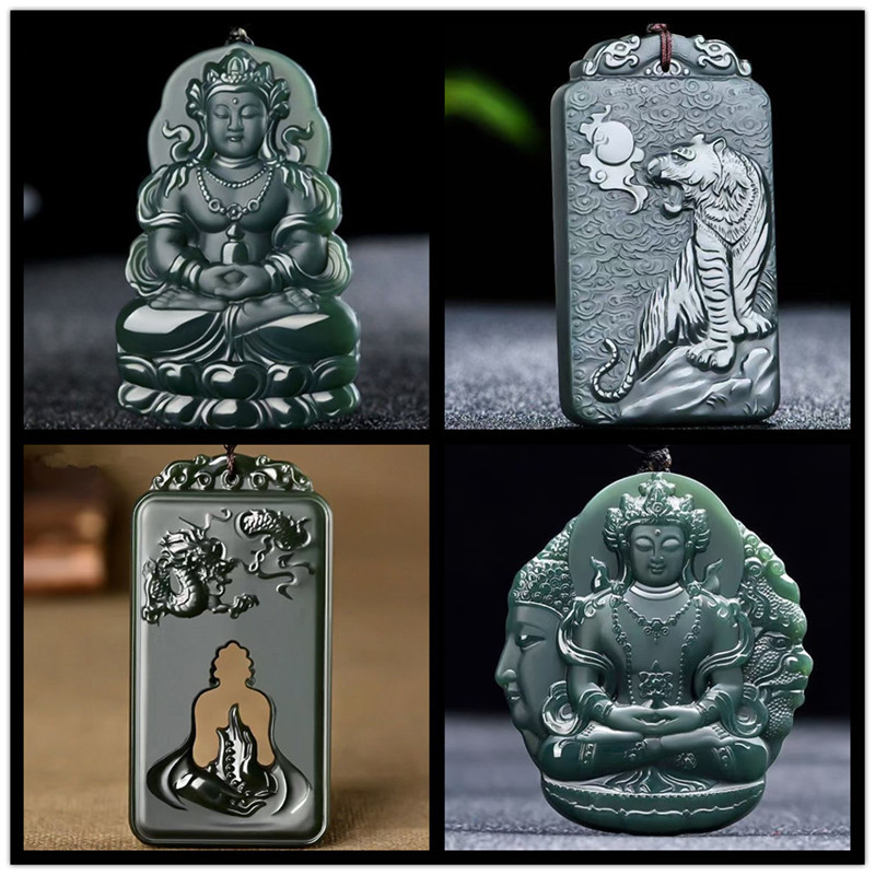 Jingcarved Hetian jade pendant, light luxury, high-end tower, green jade, jade pendant, jade pendant, jade pendant, a variety of models