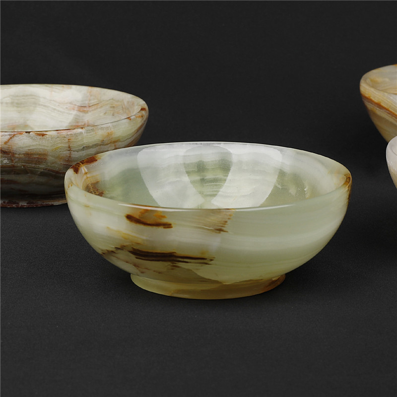 Modern simple home decoration striped green Afghan jade bowl decoration Marble hotel crafts