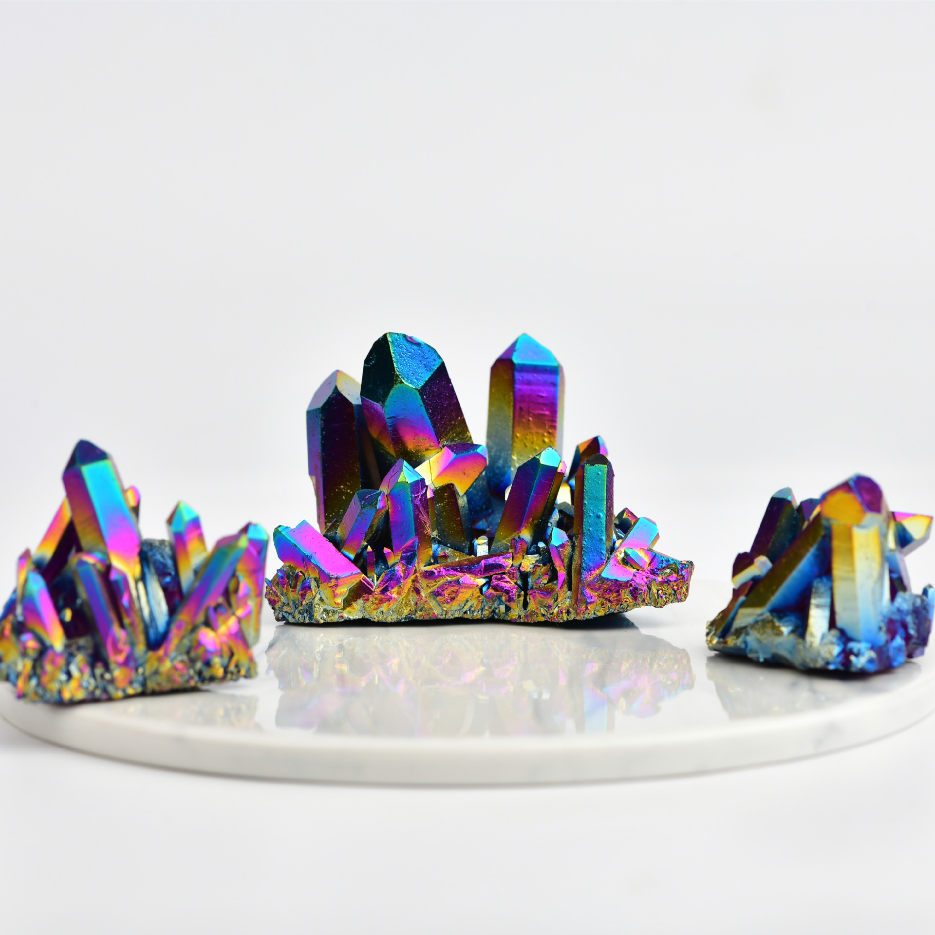 Natural crystal electroplating colorful crystal cluster decoration original stone cluster degaussing