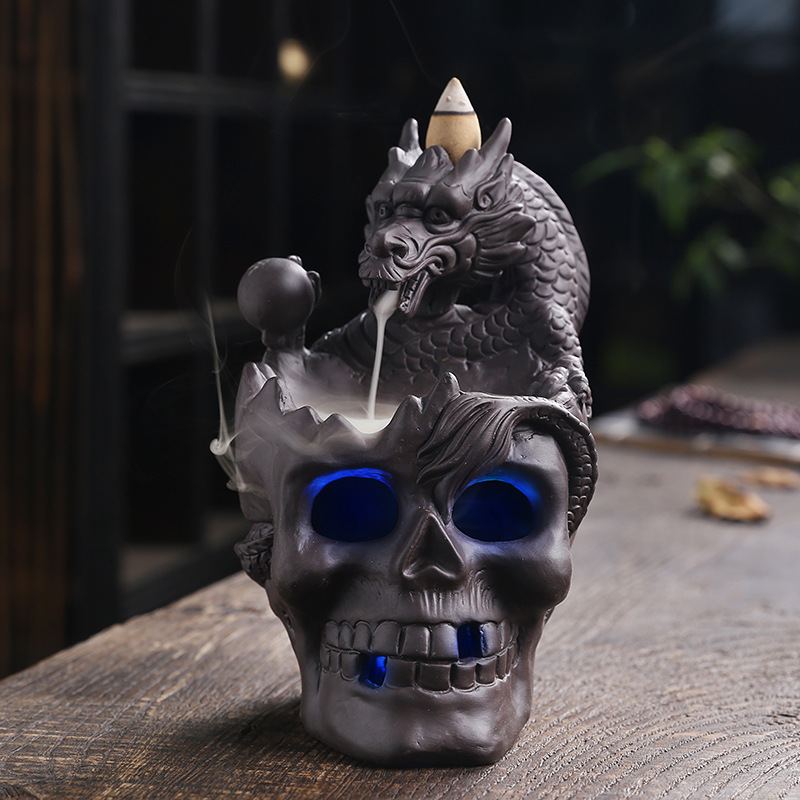 Zizhan new reflux aromatreatment skull Halloween European home gifts display back flow incense burner