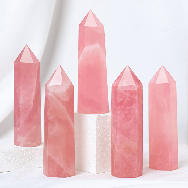 Natural powder crystal hexagonal standard column crystal rough polished powder crystal single-pointed column