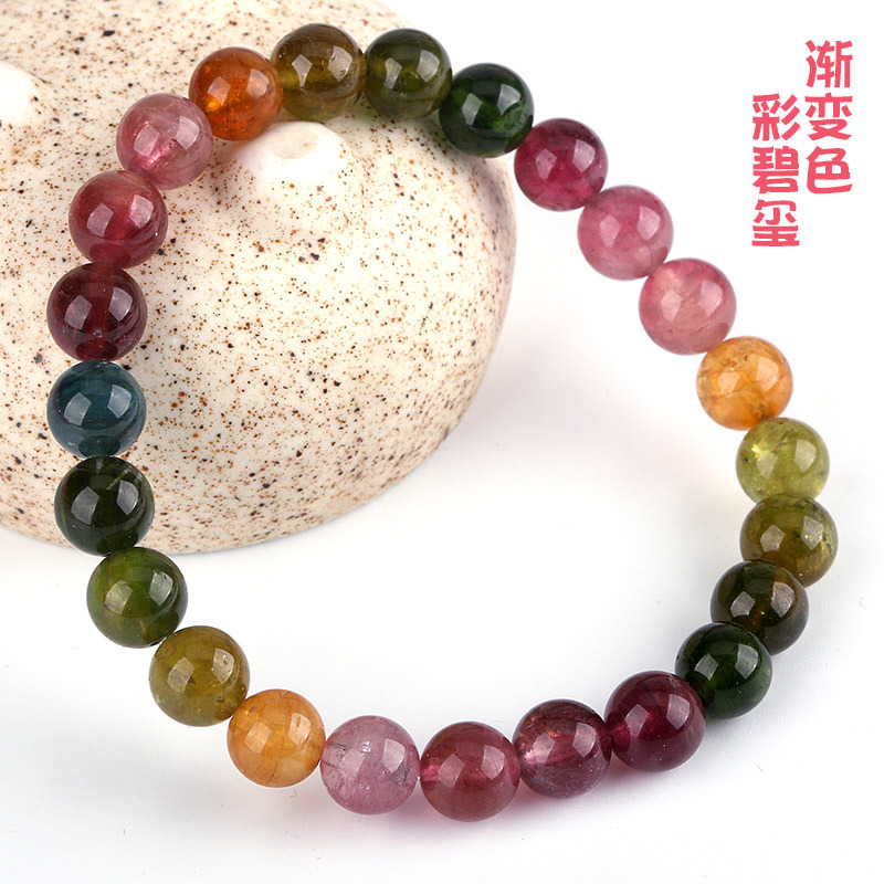 Natural tourmaline bracelet rainbow candy color Brazil tourmaline jewelry class 5A