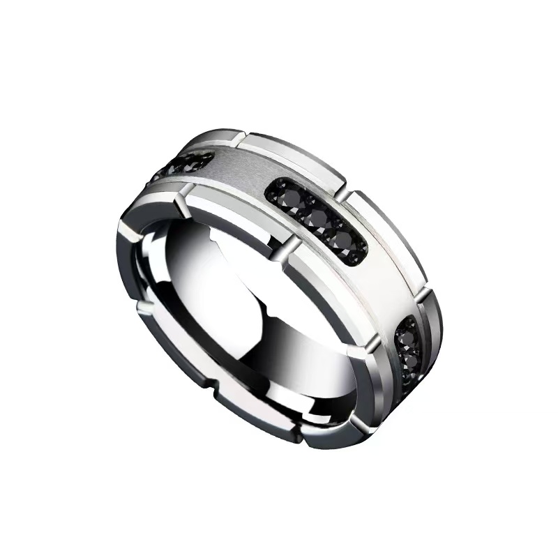 Obsidian rings, men's black gold wide index fingers, single, high-end, personality, trendy men's tungsten gold rings, light luxury
