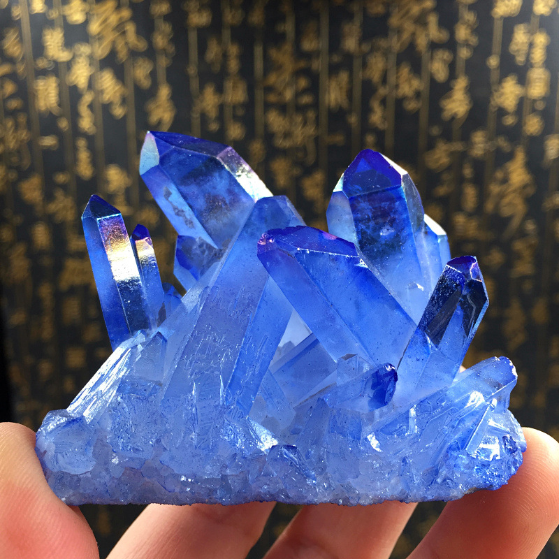 Natural small blue crystal cluster original stone decoration degaussing purification specimen collection
