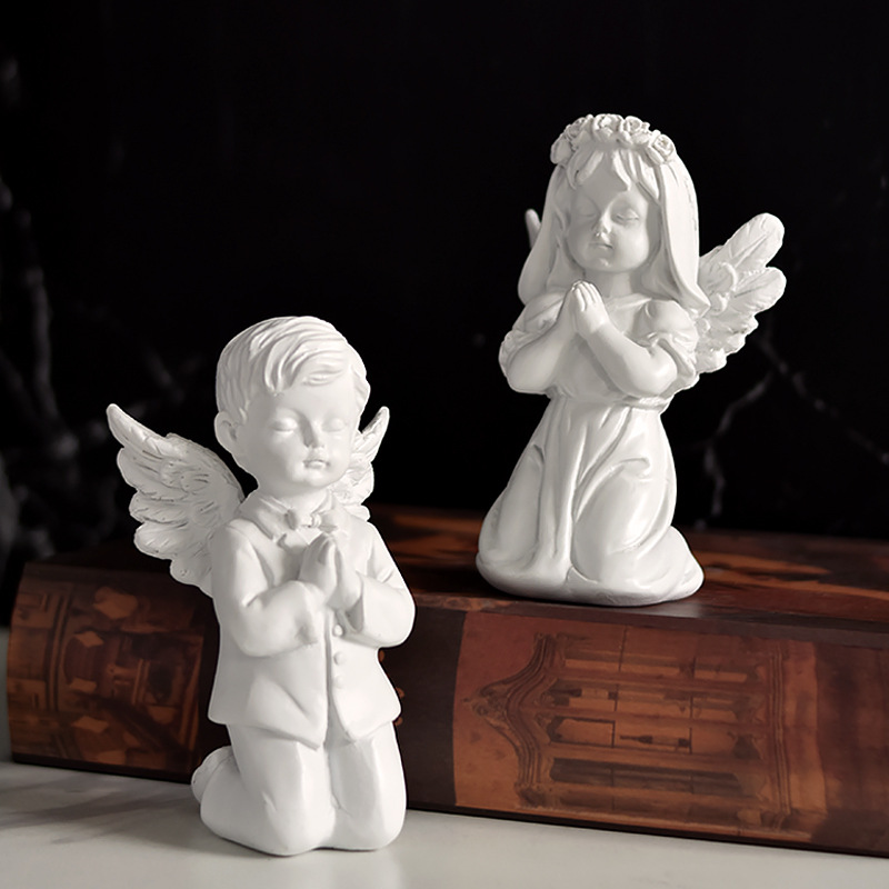 Nordic creative angel girl sculpture decoration home living room bookcase decorative arts and crafts resin statue decoration