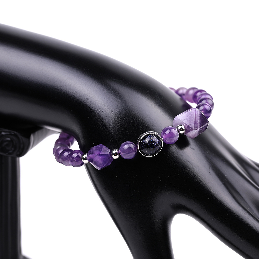 Cut stone amethyst Powder Crystal Tiger Eye Stone Bracelet Yoga obsidian blue-grained pyramid bracelet