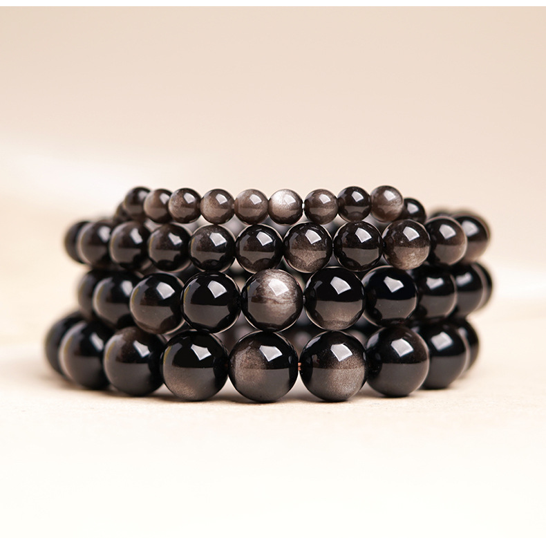 Natural obsidian obsidian Bracelet Women's transfer Beads Buddhist Beads Bracelet Men's Vintage beads Beaded