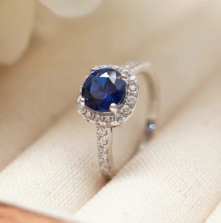 1 Carat Light Luxury Sapphire Ring S925 Sterling Silver Niche Premium Ring