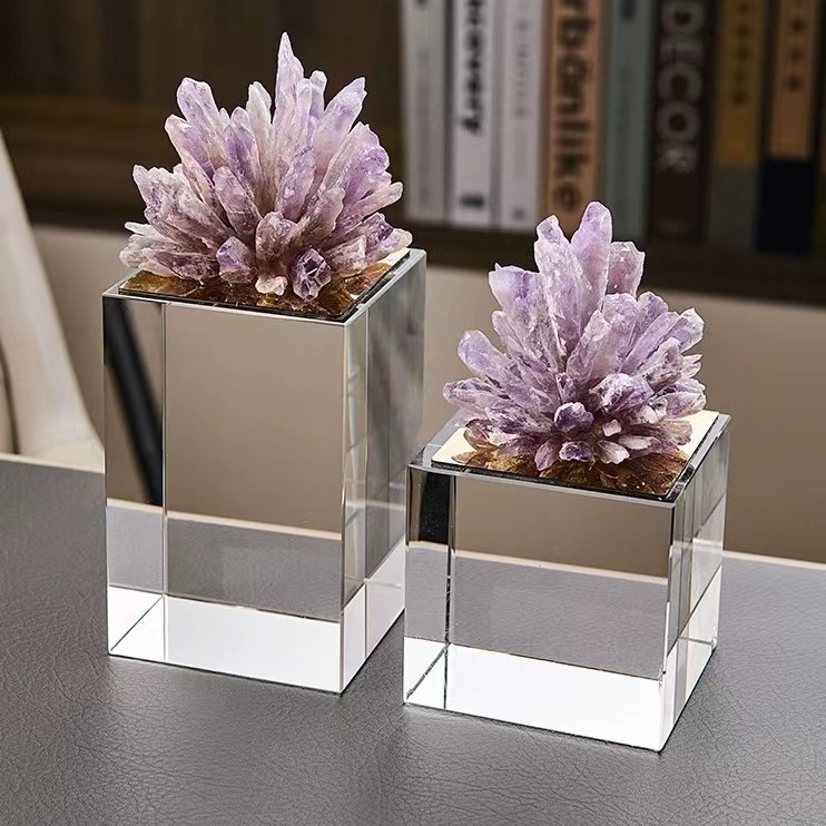 Light luxury, high-end natural amethyst ornaments, kyanite, home furnishings, living room, dining table, wine cabinet, study, office decorations