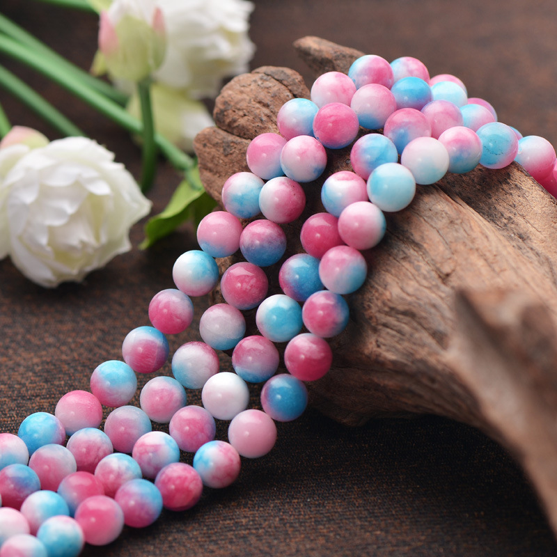 5A class red white blue jade Malay jade loose bead bracelet beaded