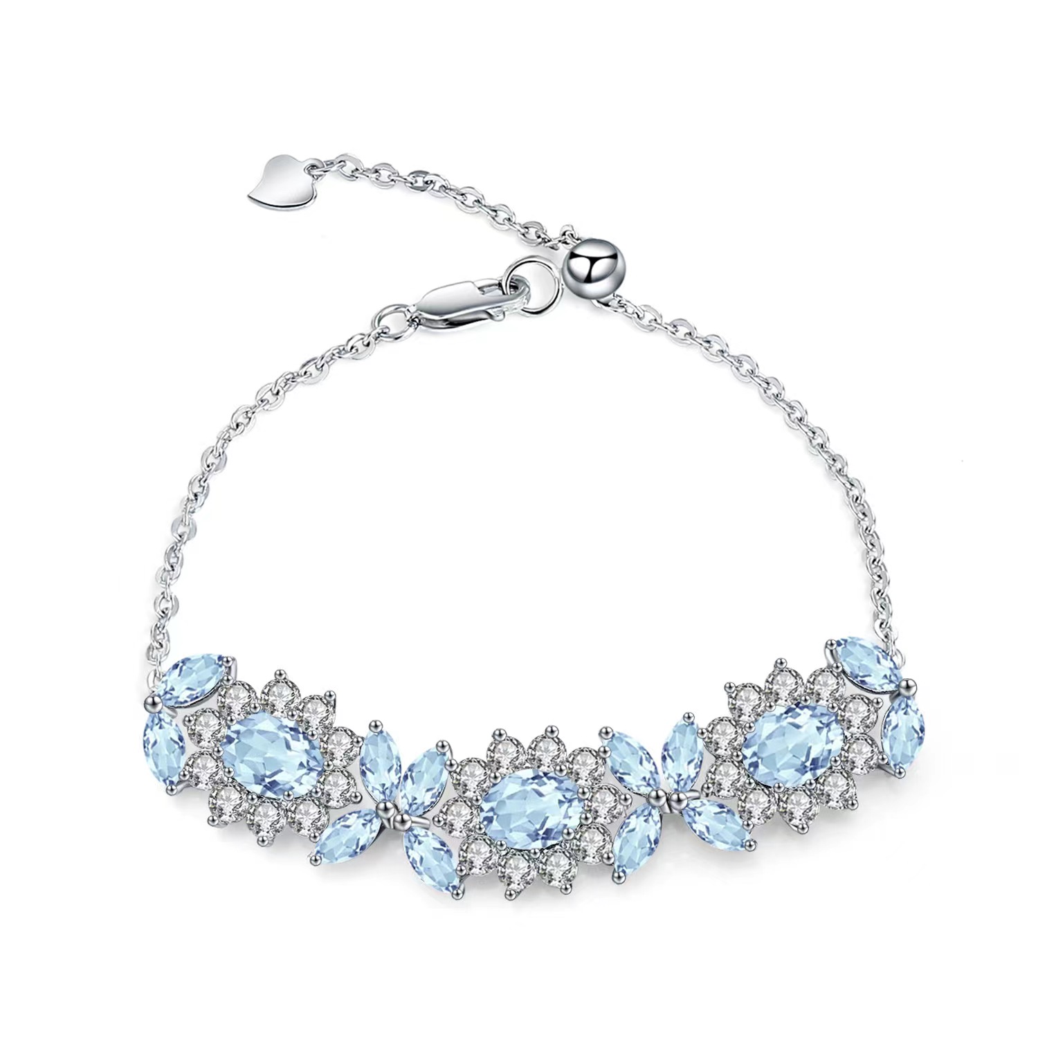 Luxury design sense natural topaz bracelet style princess temperament s925 silver color crystal bracelet