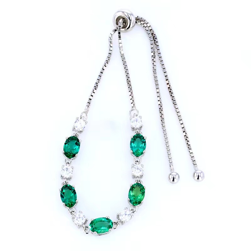 Nurture emerald bracelet 3 carat group set with 60 minute side stones S925 emerald bracelet