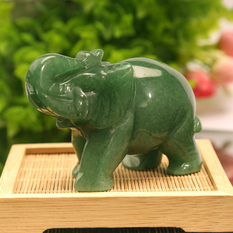 Natural jade decoration elephant Dongling jade raw stone semi-precious stone animal crafts crystal carving pieces