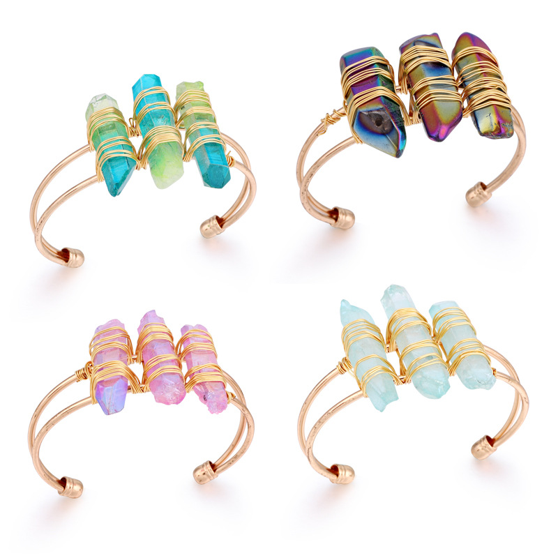 Crystal natural stone bracelet bracelet hexagon post bracelet with hand-wound silk bracelet