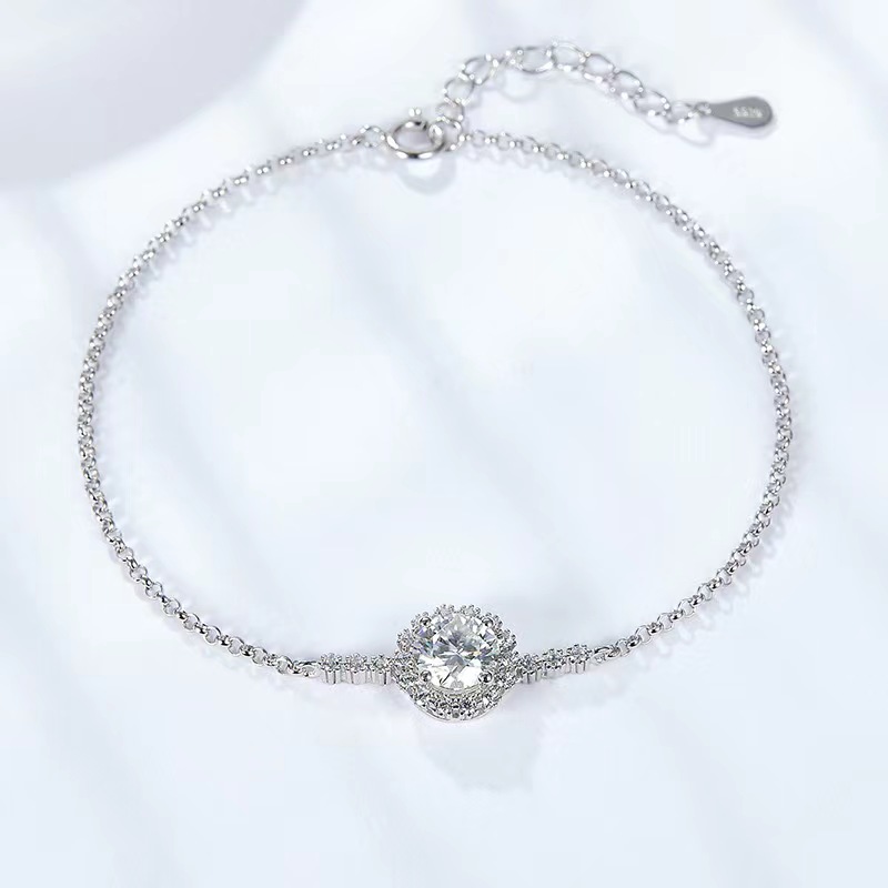 1 carat moissanite 925 silver bracelet light luxury women's bracelet