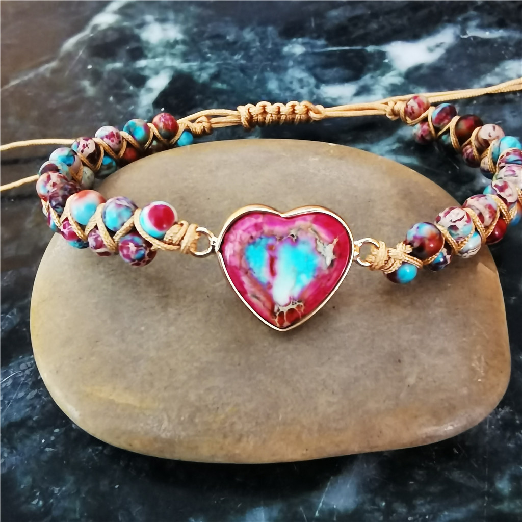 Red Emperor Stone bracelet Heart heart bracelet Stone bead woven bracelet