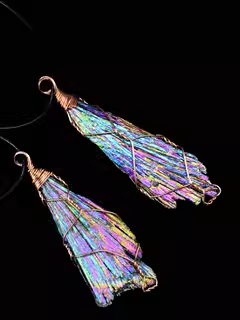 Natural crystal raw stone pendant electroplated color tourmaline original hand-woven men's and women's pendant necklace sweater chain