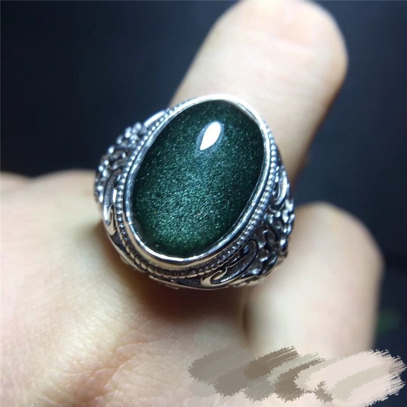 Natural green Ghost Ring Cornucopia ring for men and women