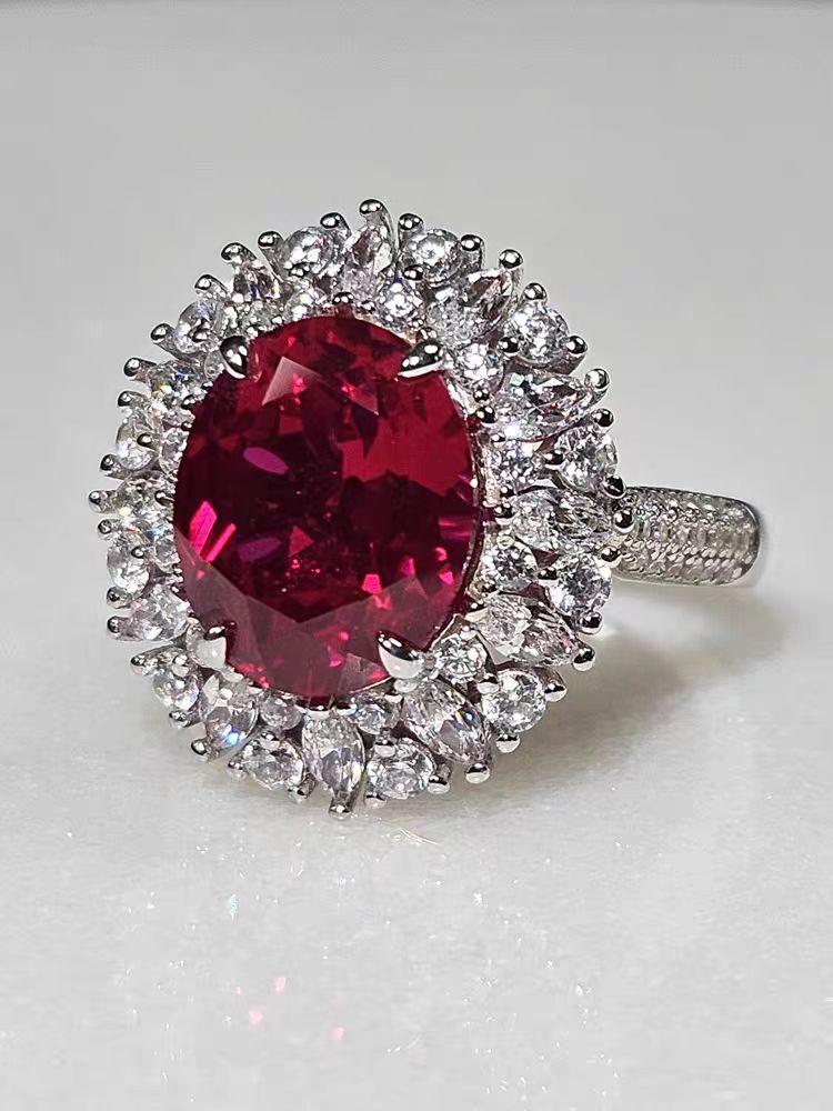 New luxury designer Dai Fei Ruby 5 carat diamond ring for women wedding 925 sterling silver white gold simulation
