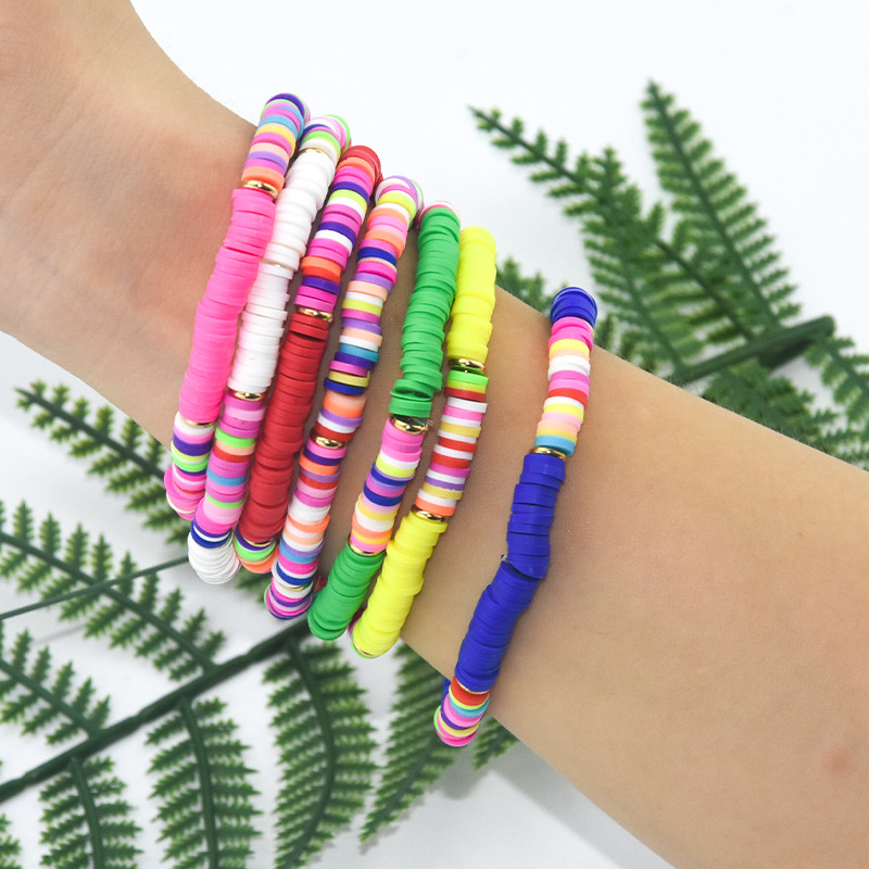 European and American beach wind color friendship polymer clay copper bracelet female summer beach bracelet