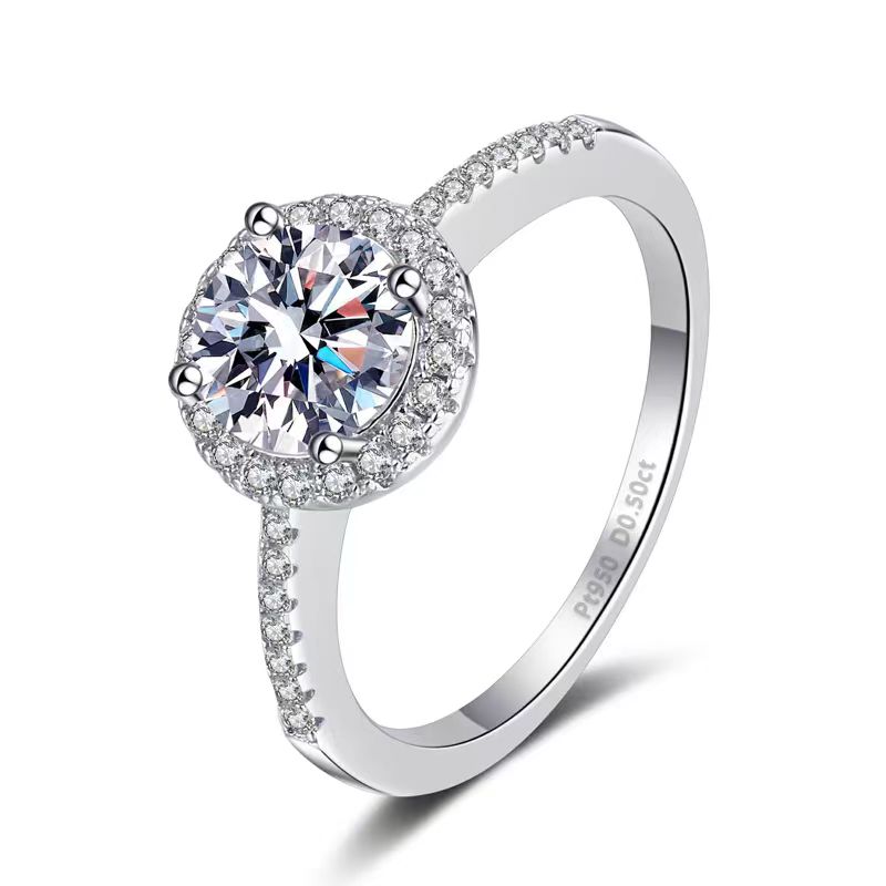 Moissanite Diamond Ring 1 Carat Sterling Silver Couple Wedding Proposal Luxury Wedding Ring