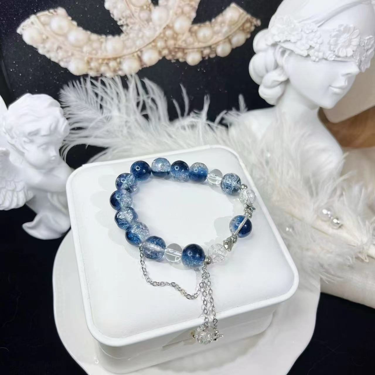 Aquamarine crystal glass bracelet