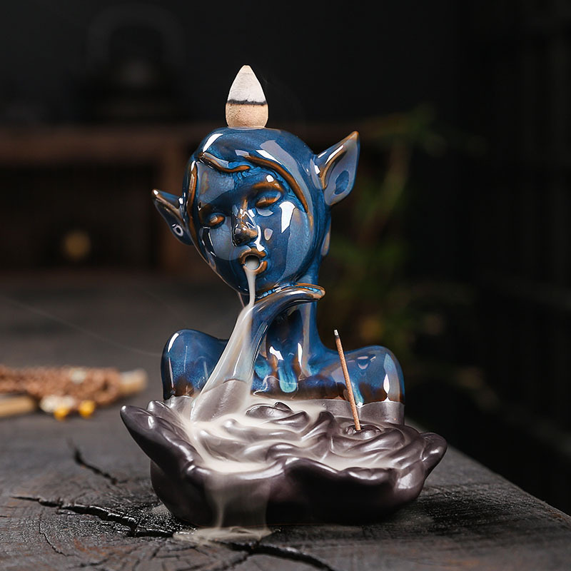 Ceramic backflow incense burner decoration creative European and American fairy beauty sandalwood backflow incense burner