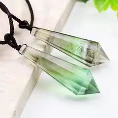 Natural crystal necklace pendant Pendant Green fluorite raw stone pendant polyhedral jewelry gift for men and women