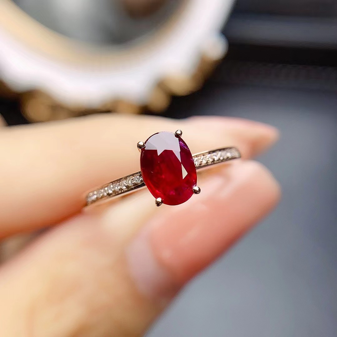 Popular natural ruby ring 18K gold with center stone 5*7