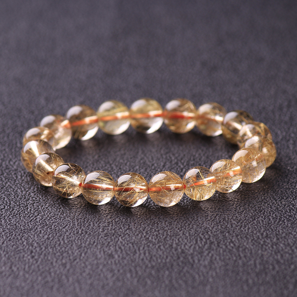 Natural gold hair crystal bracelet gemstone hand jewelry for men and women